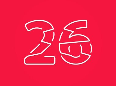 26 numara. Modern moda, yaratıcı tarz tasarımı. Logo, marka etiketi, tasarım unsurları, kurumsal kimlik, uygulama vs. için. vektör illüstrasyonu          