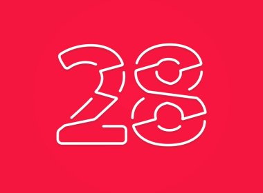 28 numara. Modern moda, yaratıcı tarz tasarımı. Logo, marka etiketi, tasarım unsurları, kurumsal kimlik, uygulama vs. için. vektör illüstrasyonu          