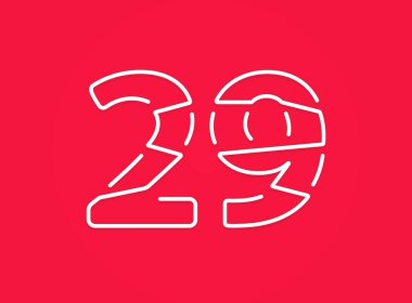 29 numara. Modern moda, yaratıcı tarz tasarımı. Logo, marka etiketi, tasarım unsurları, kurumsal kimlik, uygulama vs. için. vektör illüstrasyonu          