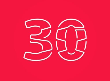 30 numara. Modern moda, yaratıcı tarz tasarımı. Logo, marka etiketi, tasarım unsurları, kurumsal kimlik, uygulama vs. için. vektör illüstrasyonu          