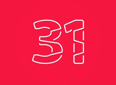 31 numara. Modern moda, yaratıcı tarz tasarımı. Logo, marka etiketi, tasarım unsurları, kurumsal kimlik, uygulama vs. için. vektör illüstrasyonu          