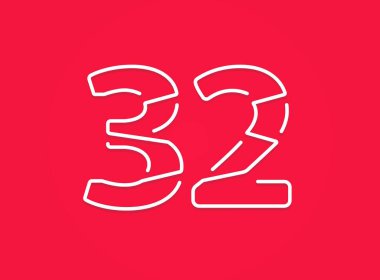 32 numara. Modern moda, yaratıcı tarz tasarımı. Logo, marka etiketi, tasarım unsurları, kurumsal kimlik, uygulama vs. için. vektör illüstrasyonu          