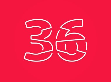 36 numara. Modern moda, yaratıcı tarz tasarımı. Logo, marka etiketi, tasarım unsurları, kurumsal kimlik, uygulama vs. için. vektör illüstrasyonu          