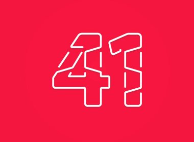 41 numara. Modern moda, yaratıcı tarz tasarımı. Logo, marka etiketi, tasarım unsurları, kurumsal kimlik, uygulama vs. için. vektör illüstrasyonu          