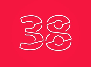 38 numara. Modern moda, yaratıcı tarz tasarımı. Logo, marka etiketi, tasarım unsurları, kurumsal kimlik, uygulama vs. için. vektör illüstrasyonu          