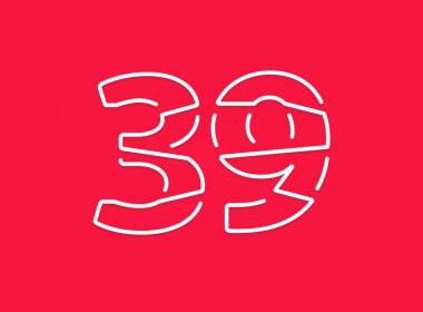 39 numara. Modern moda, yaratıcı tarz tasarımı. Logo, marka etiketi, tasarım unsurları, kurumsal kimlik, uygulama vs. için. vektör illüstrasyonu          