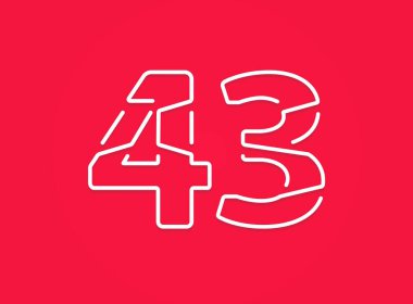43 numara. Modern moda, yaratıcı tarz tasarımı. Logo, marka etiketi, tasarım unsurları, kurumsal kimlik, uygulama vs. için. vektör illüstrasyonu          