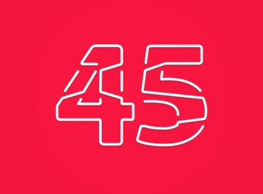 45 numara. Modern moda, yaratıcı tarz tasarımı. Logo, marka etiketi, tasarım unsurları, kurumsal kimlik, uygulama vs. için. vektör illüstrasyonu          
