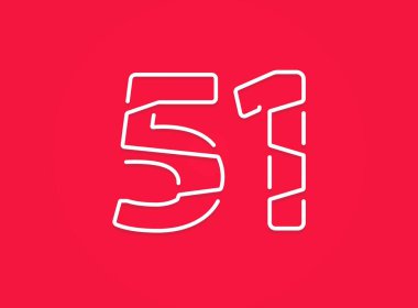 51 numara. Modern moda, yaratıcı tarz tasarımı. Logo, marka etiketi, tasarım unsurları, kurumsal kimlik, uygulama vs. için. vektör illüstrasyonu          