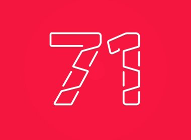 71 numara. Modern moda, yaratıcı tarz tasarımı. Logo, marka etiketi, tasarım unsurları, kurumsal kimlik, uygulama vs. için. vektör illüstrasyonu          