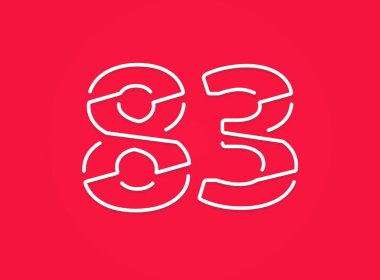 83 numara. Modern moda, yaratıcı tarz tasarımı. Logo, marka etiketi, tasarım unsurları, kurumsal kimlik, uygulama vs. için. vektör illüstrasyonu          