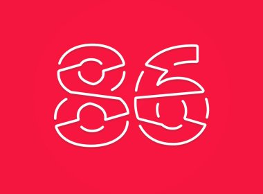 86 numara. Modern moda, yaratıcı tarz tasarımı. Logo, marka etiketi, tasarım unsurları, kurumsal kimlik, uygulama vs. için. vektör illüstrasyonu          