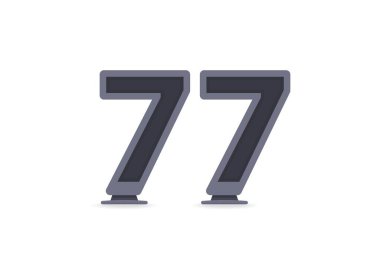 77 vektör numarası tasarımı. Logo, marka etiketi, tasarım unsurları, kurumsal kimlik, uygulama vs. için. vektör illüstrasyonu          