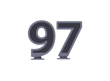 97 vektör numarası tasarımı. Logo, marka etiketi, tasarım unsurları, kurumsal kimlik, uygulama vs. için. vektör illüstrasyonu          