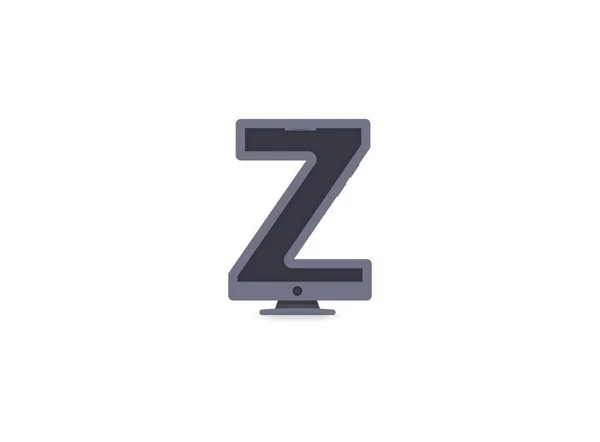 Z文字技術フォント 電話やコンピュータのデザイン ブランドラベル デザイン要素 アプリケーションなど ベクターイラスト — ストックベクタ