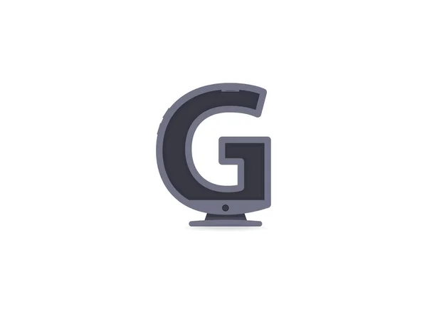 G文字技術フォント 電話やコンピュータのデザイン ブランドラベル デザイン要素 アプリケーションなど ベクターイラスト — ストックベクタ