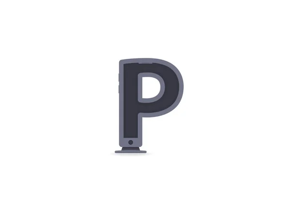 Buchstabentechnologie Schriftart Telefon Oder Computerdesign Für Logo Markenlabel Gestaltungselemente Anwendung — Stockvektor