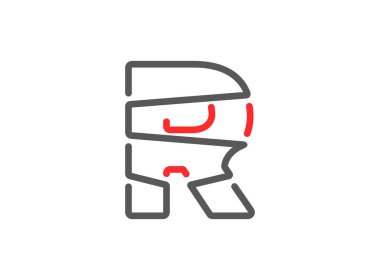 R vektör harfi, modern defsing. Çizgi, eşsiz yazı tipi. Poster, logo, marka etiketi vesaire için. Eps10 illüstrasyon      