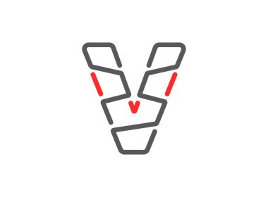 V vektör harfi, modern defsing. Çizgi, eşsiz yazı tipi. Poster, logo, marka etiketi vesaire için. Eps10 illüstrasyon      