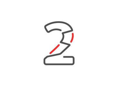 2 vektör numarası. Modern moda, yaratıcı tarz tasarımları. Logo, marka etiketi, tasarım unsurları, kurumsal kimlik, uygulama vs. için. izole vektör illüstrasyonu          