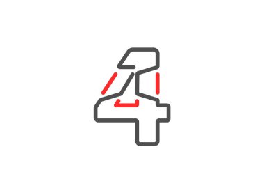 4 vektör numarası. Modern moda, yaratıcı tarz tasarımları. Logo, marka etiketi, tasarım unsurları, kurumsal kimlik, uygulama vs. için. izole vektör illüstrasyonu          