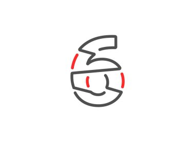 6 vektör numarası. Modern moda, yaratıcı tarz tasarımları. Logo, marka etiketi, tasarım unsurları, kurumsal kimlik, uygulama vs. için. izole vektör illüstrasyonu          