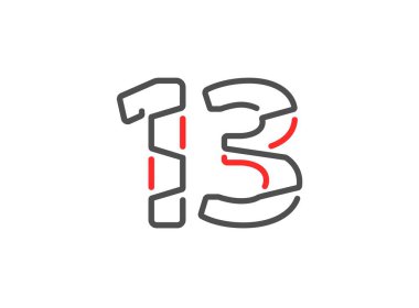 13 vektör numarası. Modern moda, yaratıcı tarz tasarımları. Logo, marka etiketi, tasarım unsurları, kurumsal kimlik, uygulama vs. için. izole vektör illüstrasyonu          