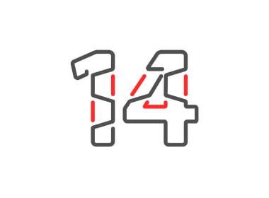 14 vektör numarası. Modern moda, yaratıcı tarz tasarımları. Logo, marka etiketi, tasarım unsurları, kurumsal kimlik, uygulama vs. için. izole vektör illüstrasyonu          