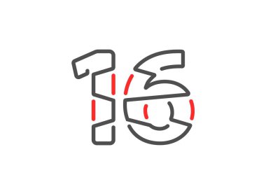 16 vektör numarası. Modern moda, yaratıcı tarz tasarımları. Logo, marka etiketi, tasarım unsurları, kurumsal kimlik, uygulama vs. için. izole vektör illüstrasyonu          