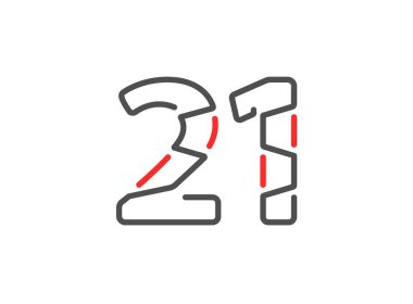 21 vektör numarası. Modern moda, yaratıcı tarz tasarımları. Logo, marka etiketi, tasarım unsurları, kurumsal kimlik, uygulama vs. için. izole vektör illüstrasyonu          