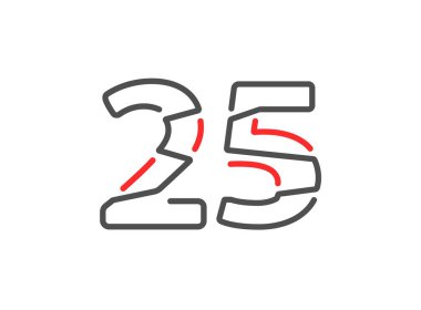 25 vektör numarası. Modern moda, yaratıcı tarz tasarımları. Logo, marka etiketi, tasarım unsurları, kurumsal kimlik, uygulama vs. için. izole vektör illüstrasyonu          