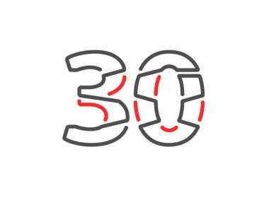 30 vektör numarası. Modern moda, yaratıcı tarz tasarımları. Logo, marka etiketi, tasarım unsurları, kurumsal kimlik, uygulama vs. için. izole vektör illüstrasyonu          