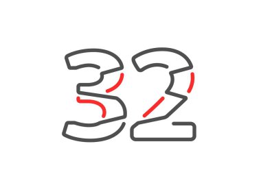 32 vektör numarası. Modern moda, yaratıcı tarz tasarımları. Logo, marka etiketi, tasarım unsurları, kurumsal kimlik, uygulama vs. için. izole vektör illüstrasyonu          