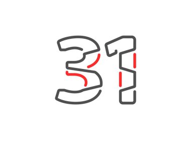 31 vektör numarası. Modern moda, yaratıcı tarz tasarımları. Logo, marka etiketi, tasarım unsurları, kurumsal kimlik, uygulama vs. için. izole vektör illüstrasyonu          