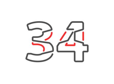 34 vektör numarası. Modern moda, yaratıcı tarz tasarımları. Logo, marka etiketi, tasarım unsurları, kurumsal kimlik, uygulama vs. için. izole vektör illüstrasyonu          