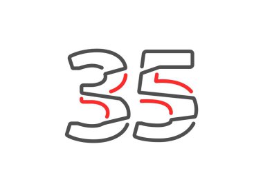 35 vektör numarası. Modern moda, yaratıcı tarz tasarımları. Logo, marka etiketi, tasarım unsurları, kurumsal kimlik, uygulama vs. için. izole vektör illüstrasyonu          