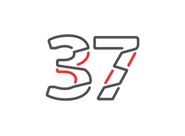 37 vektör numarası. Modern moda, yaratıcı tarz tasarımları. Logo, marka etiketi, tasarım unsurları, kurumsal kimlik, uygulama vs. için. izole vektör illüstrasyonu          