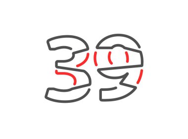 39 vektör numarası. Modern moda, yaratıcı tarz tasarımları. Logo, marka etiketi, tasarım unsurları, kurumsal kimlik, uygulama vs. için. izole vektör illüstrasyonu          