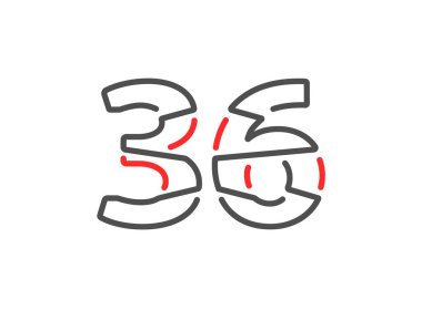 36 vektör numarası. Modern moda, yaratıcı tarz tasarımları. Logo, marka etiketi, tasarım unsurları, kurumsal kimlik, uygulama vs. için. izole vektör illüstrasyonu          