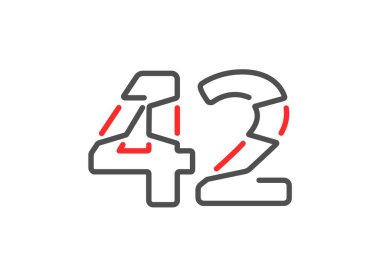 42 vektör numarası. Modern moda, yaratıcı tarz tasarımları. Logo, marka etiketi, tasarım unsurları, kurumsal kimlik, uygulama vs. için. izole vektör illüstrasyonu          