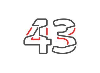 43 vektör numarası. Modern moda, yaratıcı tarz tasarımları. Logo, marka etiketi, tasarım unsurları, kurumsal kimlik, uygulama vs. için. izole vektör illüstrasyonu          