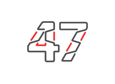 47 vektör numarası. Modern moda, yaratıcı tarz tasarımları. Logo, marka etiketi, tasarım unsurları, kurumsal kimlik, uygulama vs. için. İzole vektör illüstrasyonu          