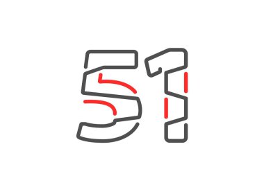 51 vektör numarası. Modern moda, yaratıcı tarz tasarımları. Logo, marka etiketi, tasarım unsurları, kurumsal kimlik, uygulama vs. için. İzole vektör illüstrasyonu          