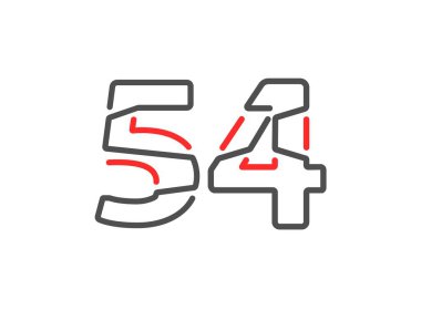 54 vektör numarası. Modern moda, yaratıcı tarz tasarımları. Logo, marka etiketi, tasarım unsurları, kurumsal kimlik, uygulama vs. için. İzole vektör illüstrasyonu          