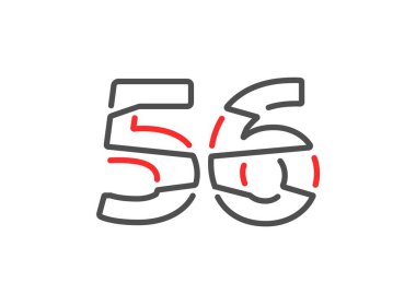 56 vektör numarası. Modern moda, yaratıcı tarz tasarımları. Logo, marka etiketi, tasarım unsurları, kurumsal kimlik, uygulama vs. için. İzole vektör illüstrasyonu          