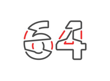 64 vektör numarası. Modern moda, yaratıcı tarz tasarımları. Logo, marka etiketi, tasarım unsurları, kurumsal kimlik, uygulama vs. için. İzole vektör illüstrasyonu          