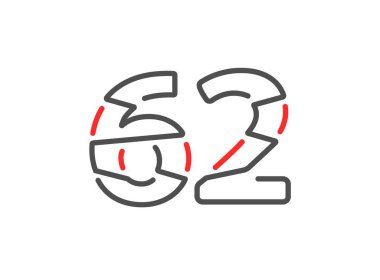 62 vektör numarası. Modern moda, yaratıcı tarz tasarımları. Logo, marka etiketi, tasarım unsurları, kurumsal kimlik, uygulama vs. için. İzole vektör illüstrasyonu          