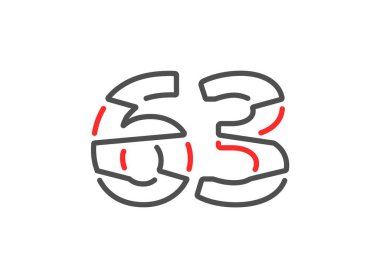 63 vektör numarası. Modern moda, yaratıcı tarz tasarımları. Logo, marka etiketi, tasarım unsurları, kurumsal kimlik, uygulama vs. için. İzole vektör illüstrasyonu          