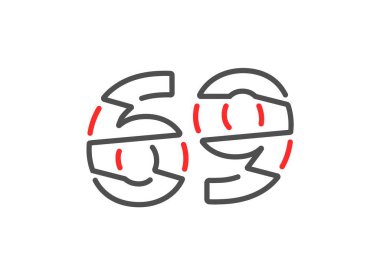 69 vektör numarası. Modern moda, yaratıcı tarz tasarımları. Logo, marka etiketi, tasarım unsurları, kurumsal kimlik, uygulama vs. için. İzole vektör illüstrasyonu          