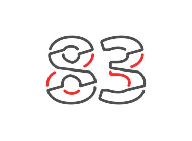 83 vektör numarası. Modern moda, yaratıcı tarz tasarımları. Logo, marka etiketi, tasarım unsurları, kurumsal kimlik, uygulama vs. için. İzole vektör illüstrasyonu          